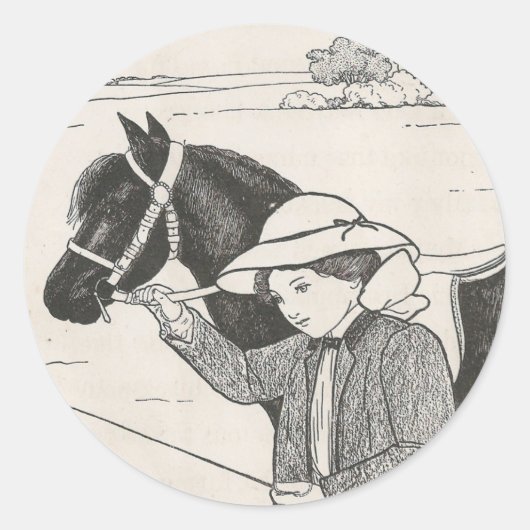 Meisje met Pony Ronde Sticker (Voorkant)