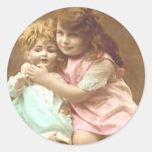  meisje met pop sticker (Voorkant)