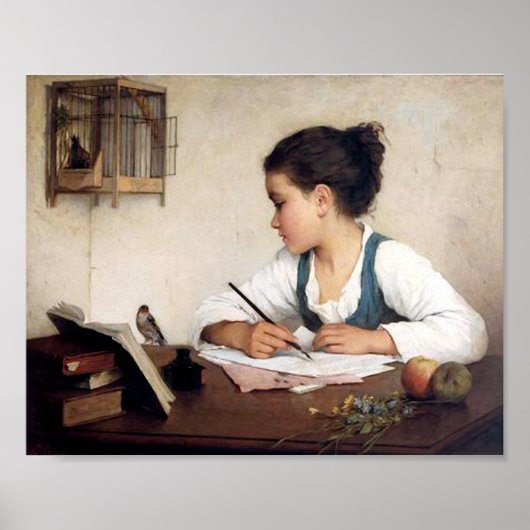 Meisje met Poster van vogels (Voorkant)