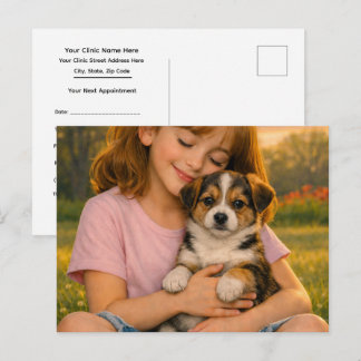 Meisje met puppy afspraakherinnering postkaart