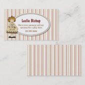 Meisje met Puppy Striped Play Date Card Contactkaartje (Voorkant / Achterkant)