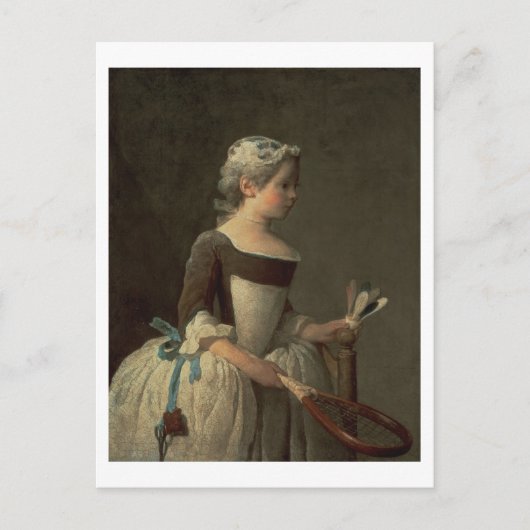 Meisje met Racket en Shuttlecock Briefkaart (Voorkant)