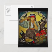 Meisje met Raven Moraviair leraar Choir Briefkaart (Voorkant / Achterkant)