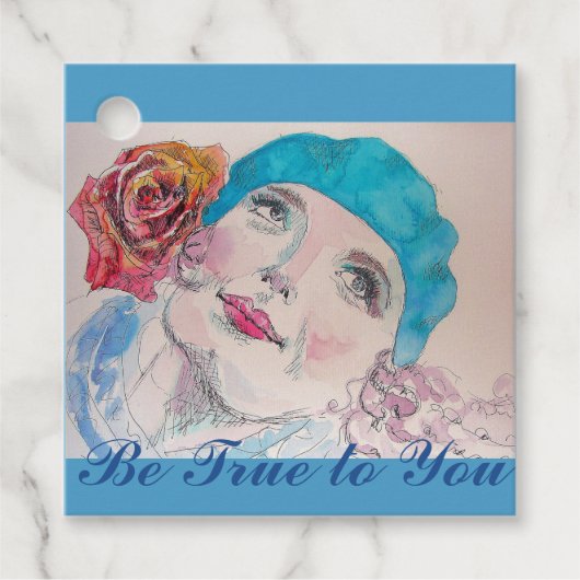 Meisje met Red Rose Beret ben je trouw Bedankjes Labels (Voorkant)