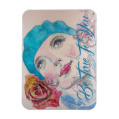 Meisje met Red Rose Beret Waterverf Birthday Magneet (Verticaal)