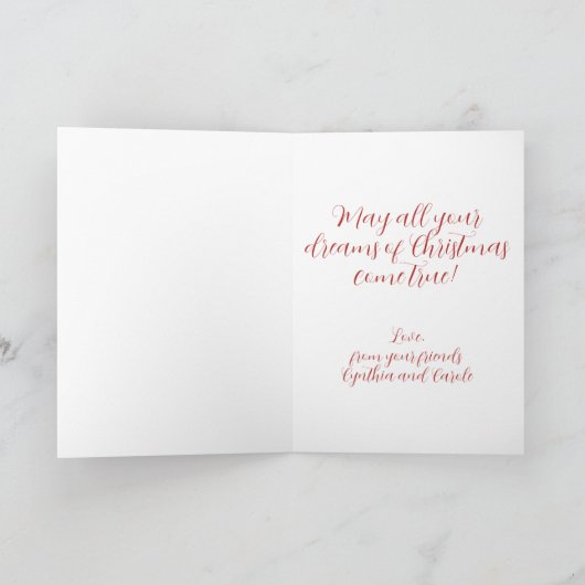  meisje met rendier kerst Kaart (Binnen)