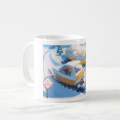 Meisje met retro sneeuwscooter koffiemok (Voorkant links)