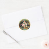  Meisje met Rocking Horse Ronde Sticker (Envelop)