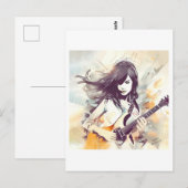 Meisje met rockmuziek vibes briefkaart (Voorkant / Achterkant)