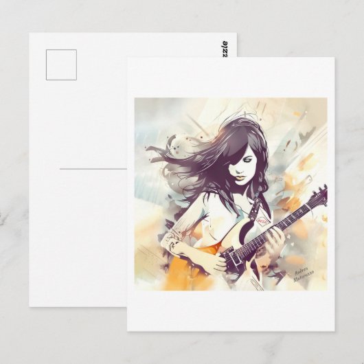 Meisje met rockmuziek vibes briefkaart (Voorkant / Achterkant)