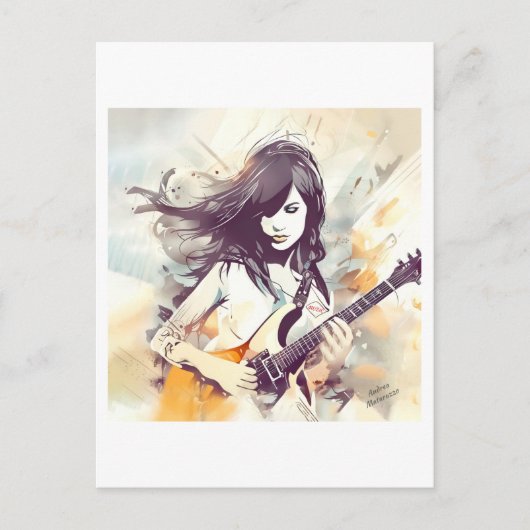 Meisje met rockmuziek vibes briefkaart (Voorkant)