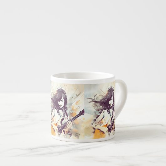 Meisje met rockmuziek vibes espresso kop (Voorkant rechts)