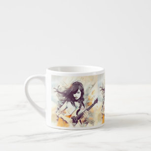 Meisje met rockmuziek vibes espresso kop