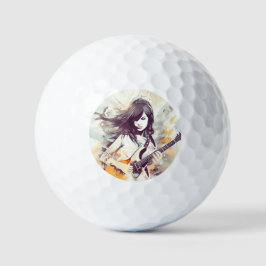 Meisje met rockmuziek vibes golfballen