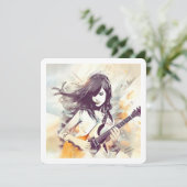 Meisje met rockmuziek vibes kaart (Staand voorkant)