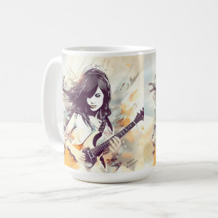 Meisje met rockmuziek vibes koffiemok