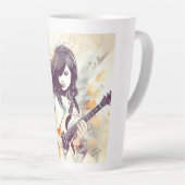 Meisje met rockmuziek vibes latte mok (Rechterhoek)