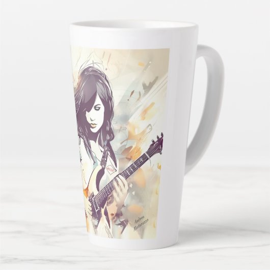 Meisje met rockmuziek vibes latte mok (Rechterhoek)