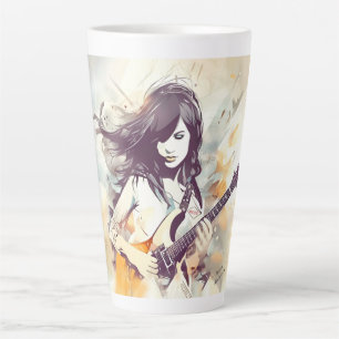 Meisje met rockmuziek vibes latte mok