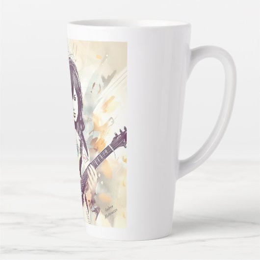 Meisje met rockmuziek vibes latte mok (Rechts)