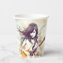 Meisje met rockmuziek vibes papieren bekers