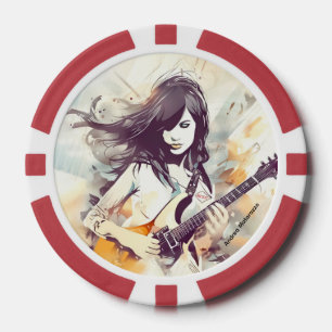 Meisje met rockmuziek vibes poker chips