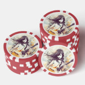 Meisje met rockmuziek vibes poker chips (Opstapeling)