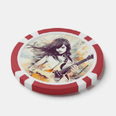 Meisje met rockmuziek vibes poker chips (Enkel)