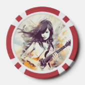 Meisje met rockmuziek vibes poker chips (Achterkant)