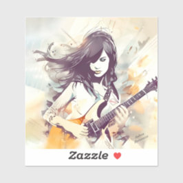 Meisje met rockmuziek vibes sticker