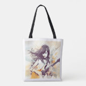 Meisje met rockmuziek vibes tote bag (Achterkant)