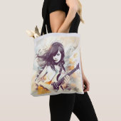 Meisje met rockmuziek vibes tote bag (Dichtbij)