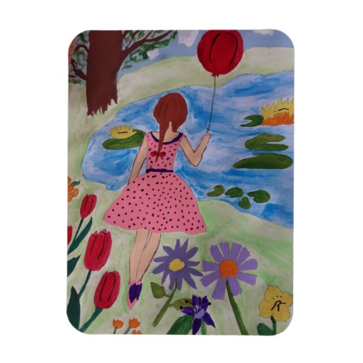 Meisje met rode ballon Flexibele fotomagneet Magneet (Verticaal)