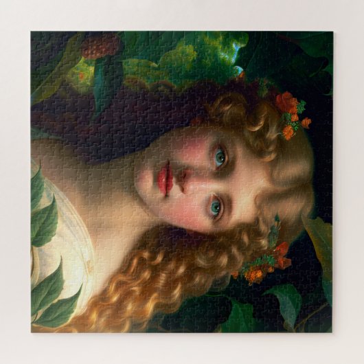   meisje met rode bloemen legpuzzel (Horizontaal)