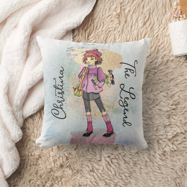 Meisje met rode haargouden naam kussen (Deken)