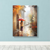 Meisje met rode hond canvas afdruk (Insitu (Houten vloer))