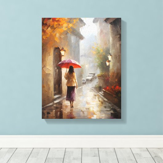 Meisje met rode hond canvas afdruk (Insitu (Houten vloer))