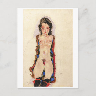 Meisje met rode jarretels Egon Schiele Briefkaart