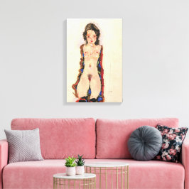 Meisje met rode jarretels | Egon Schiele | Canvas Afdruk