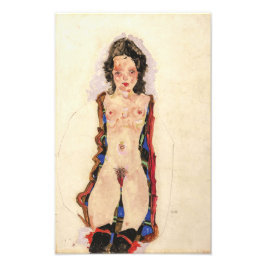 Meisje met rode jarretels | Egon Schiele | Foto Afdruk