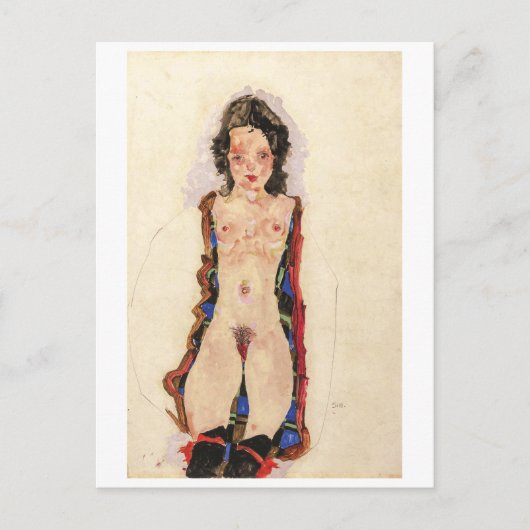 Meisje met rode kousen | Egon Schiele | Briefkaart (Voorkant)