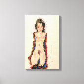 Meisje met rode kousen | Egon Schiele | Canvas Afdruk (Voorkant)
