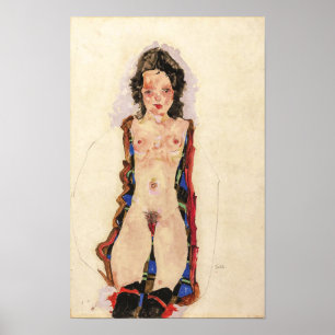 Meisje met rode kousen Egon Schiele Poster