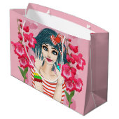 Meisje Met Rode Lint Cadeaubag Large Cadeautasje (Achterkant Gekanteld)