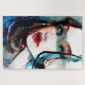 Meisje met rode lippen Legpuzzel (Horizontaal)