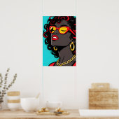Meisje met Rode Lippen Pop Art Poster (Keuken)