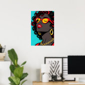Meisje met Rode Lippen Pop Art Poster (Thuiskantoor)