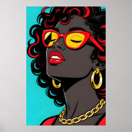 Meisje met Rode Lippen Pop Art Poster