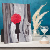 Meisje met rode paraplu fotoplaat (Zijkant)