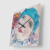 Meisje met rode roodrover zijn ware meisjes vierkante klok (Hoek)